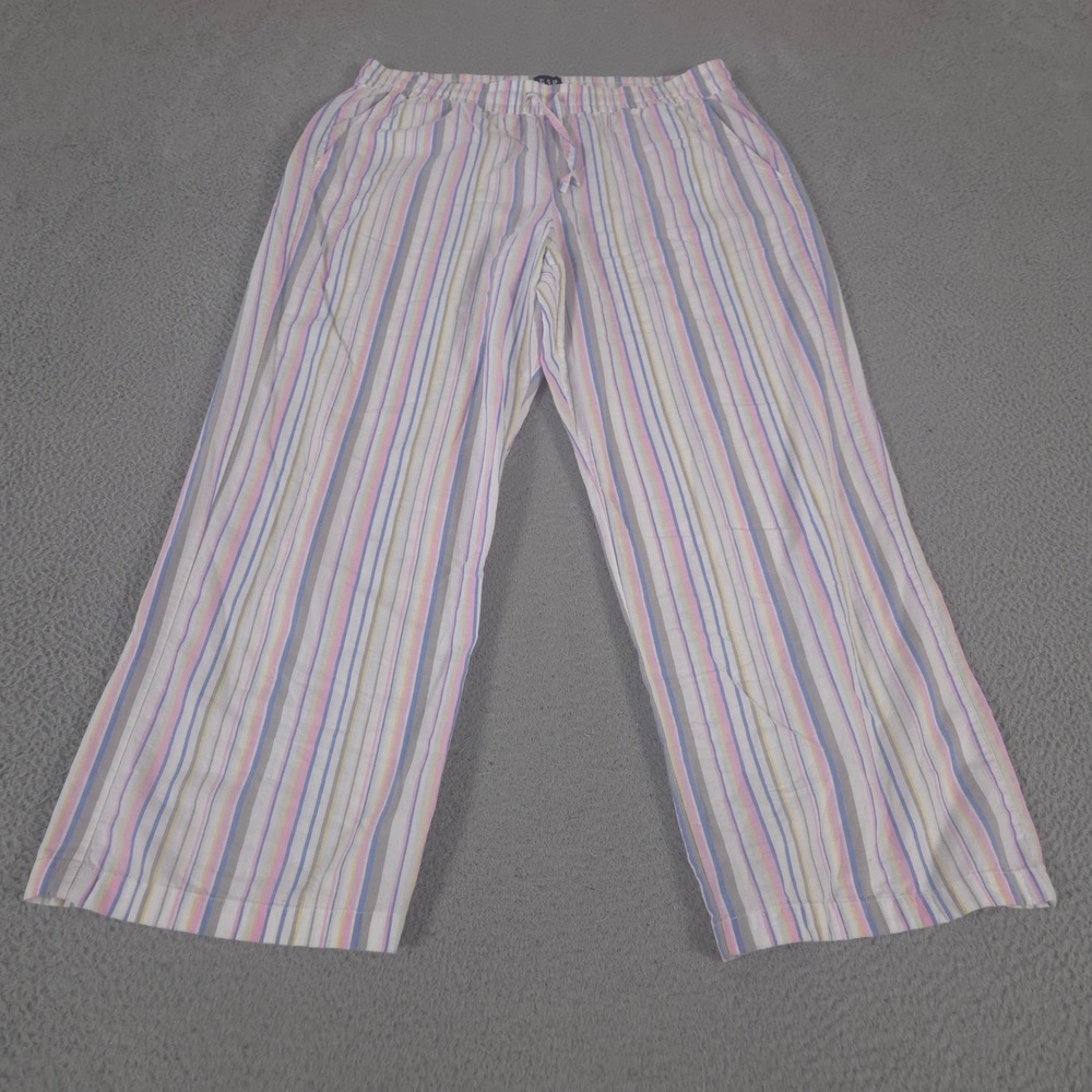 Gap Pants Womens Large Multi Color Stripe Cotton Pajama Straight Leg Drawstring